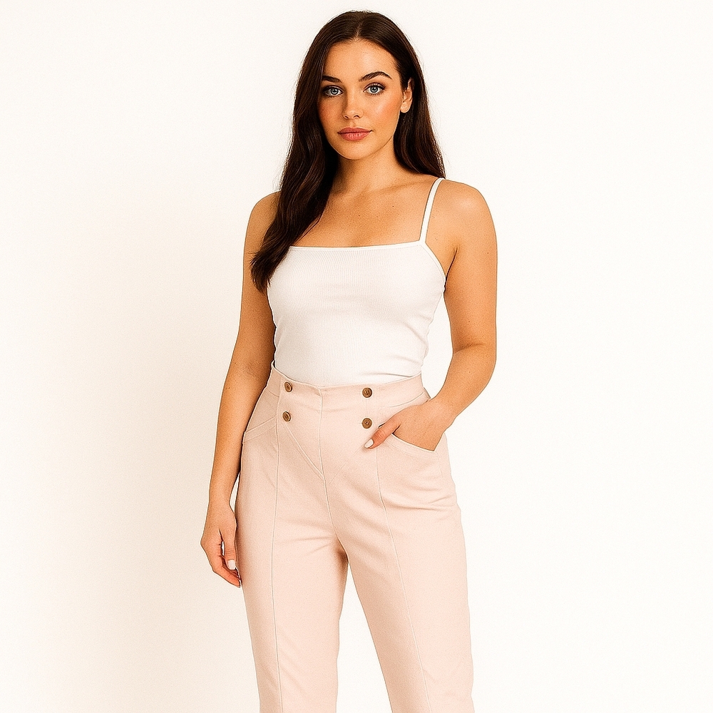 89TH+ Madison Ankle Length Pants High Rise High waiste white jeans clean white